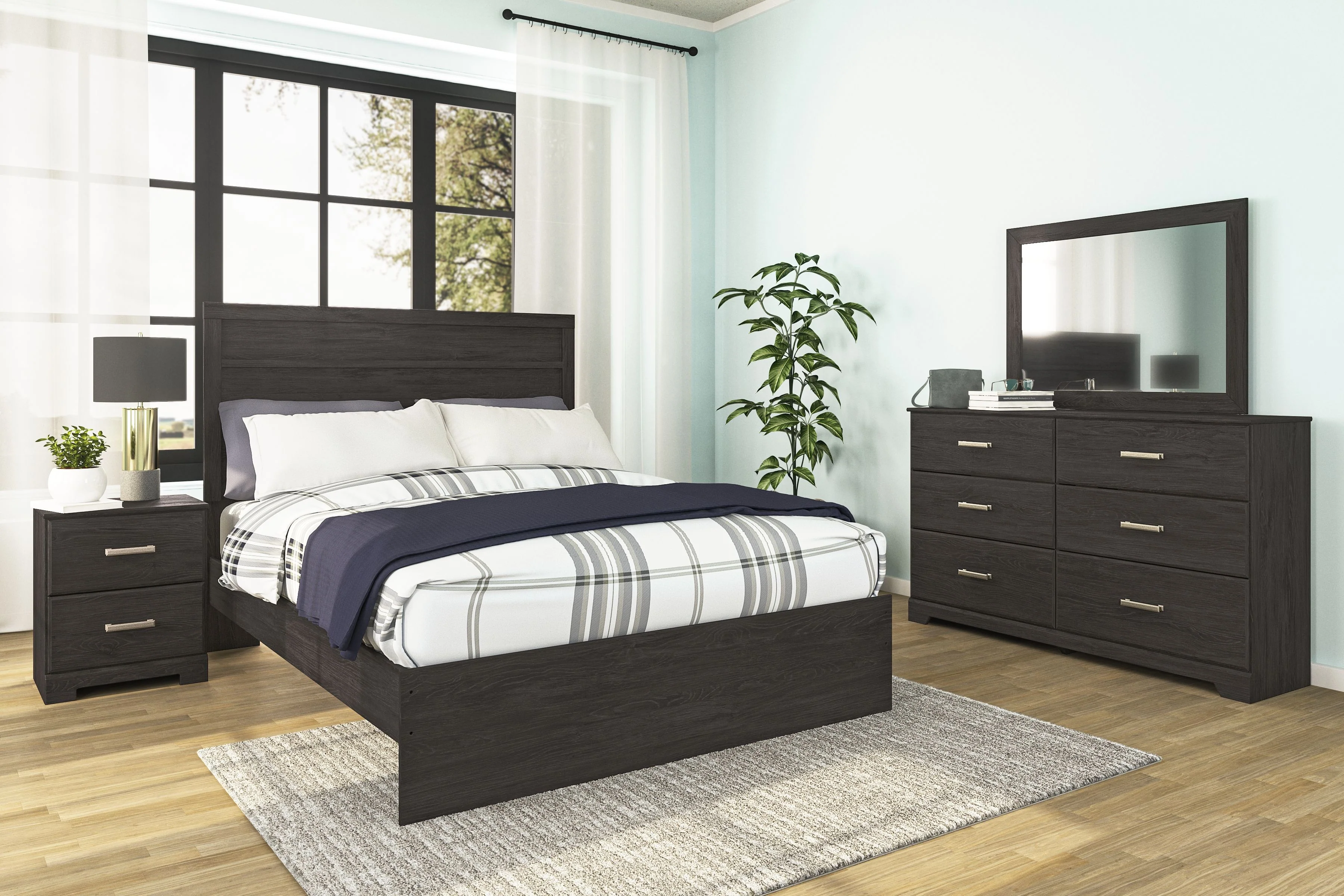 Belachime - Two Drawer Night Stand - Charcoal