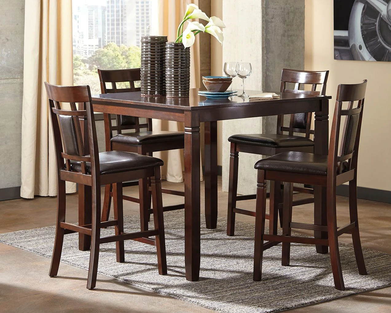Bennox - DRM Counter Table Set (Set of 5) - Brown - Image 3