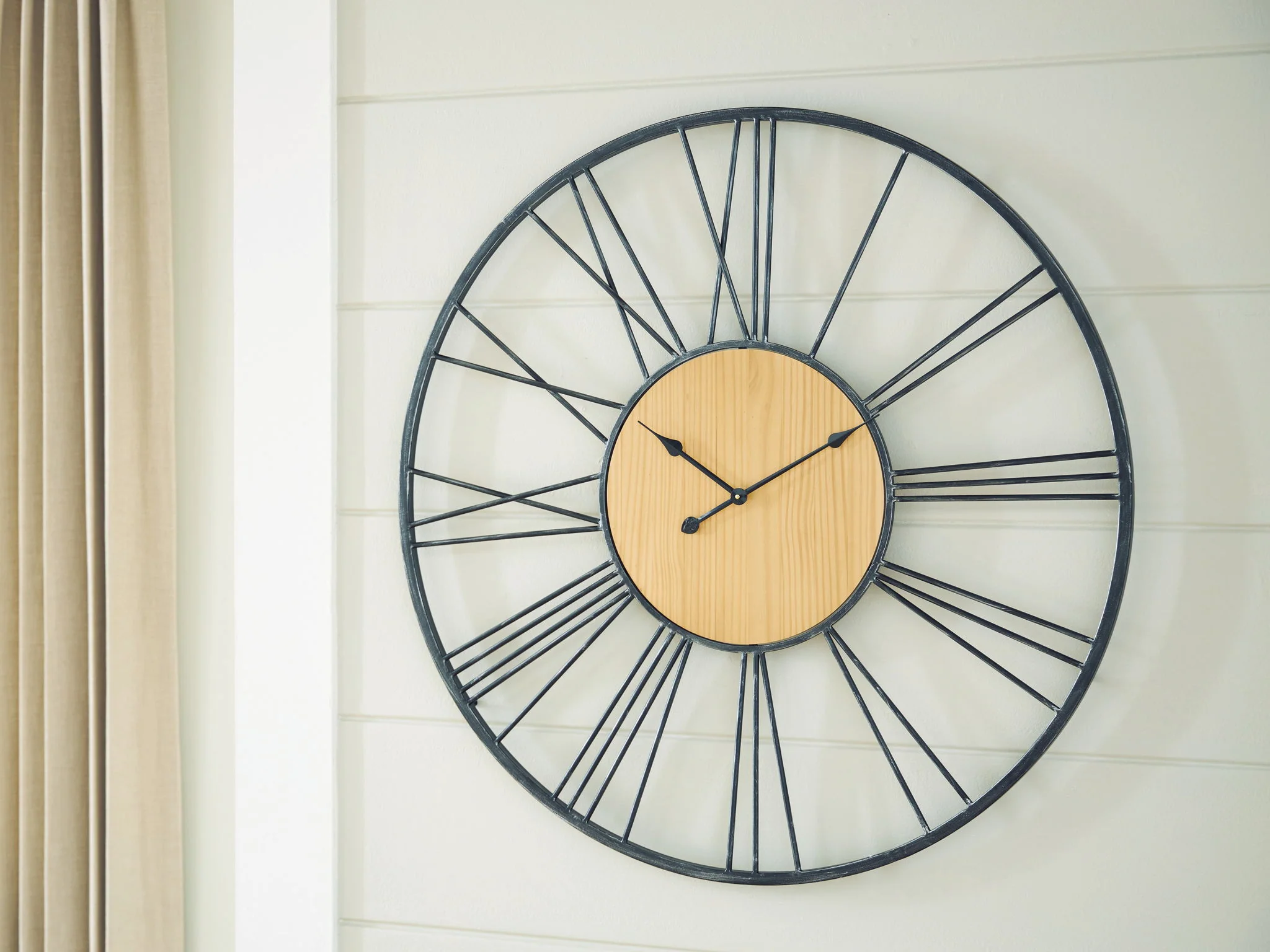 Brockett - Wall Clock - Black / Natural - Image 2