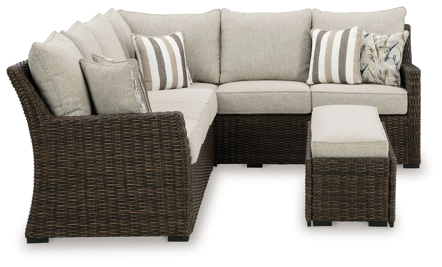 Brook Ranch - Sofa Sectional, Bench With Cushion (Set of 3) - Brown - Image 3