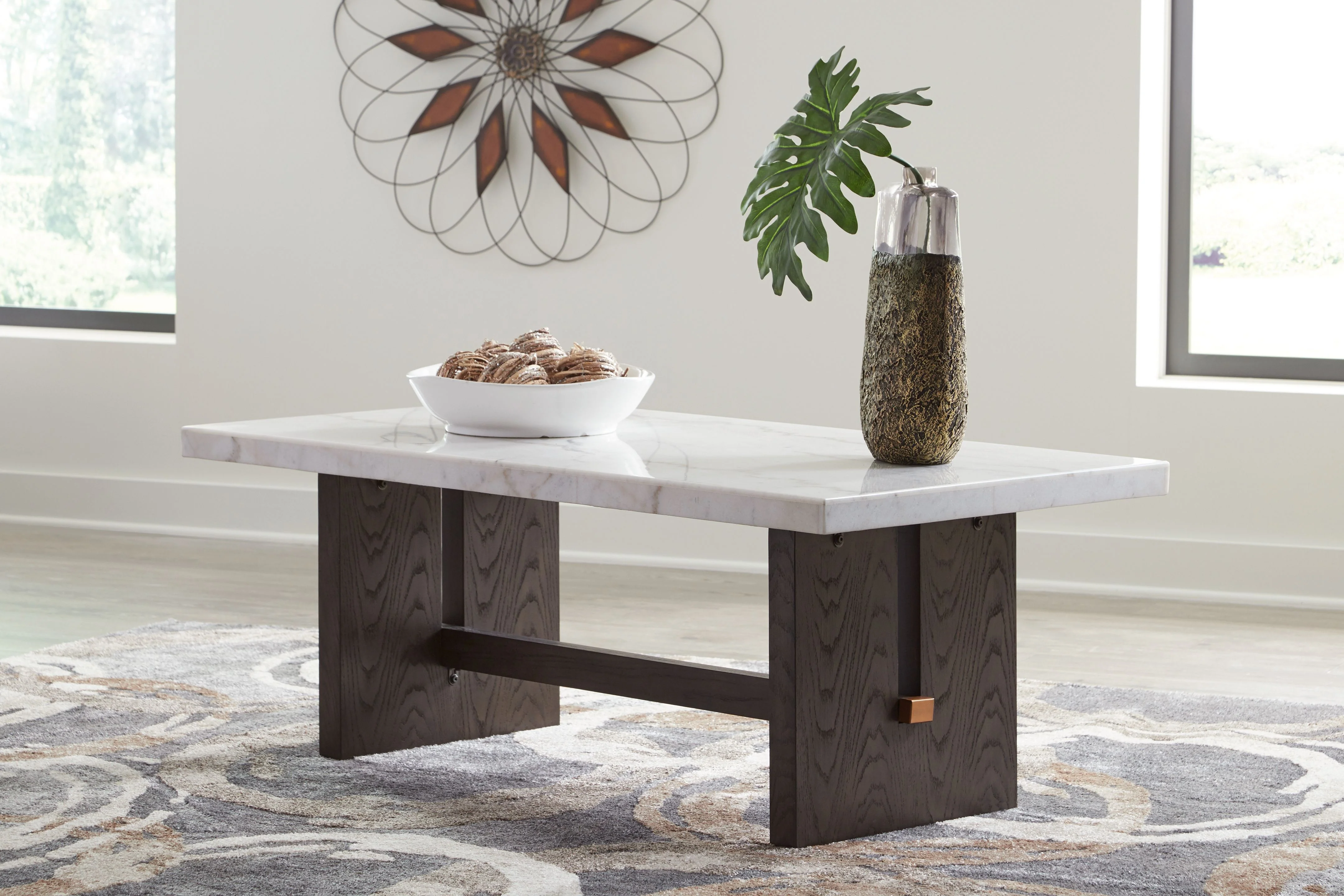 Burkhaus - Rectangular Cocktail Table - White / Dark Brown - Image 3