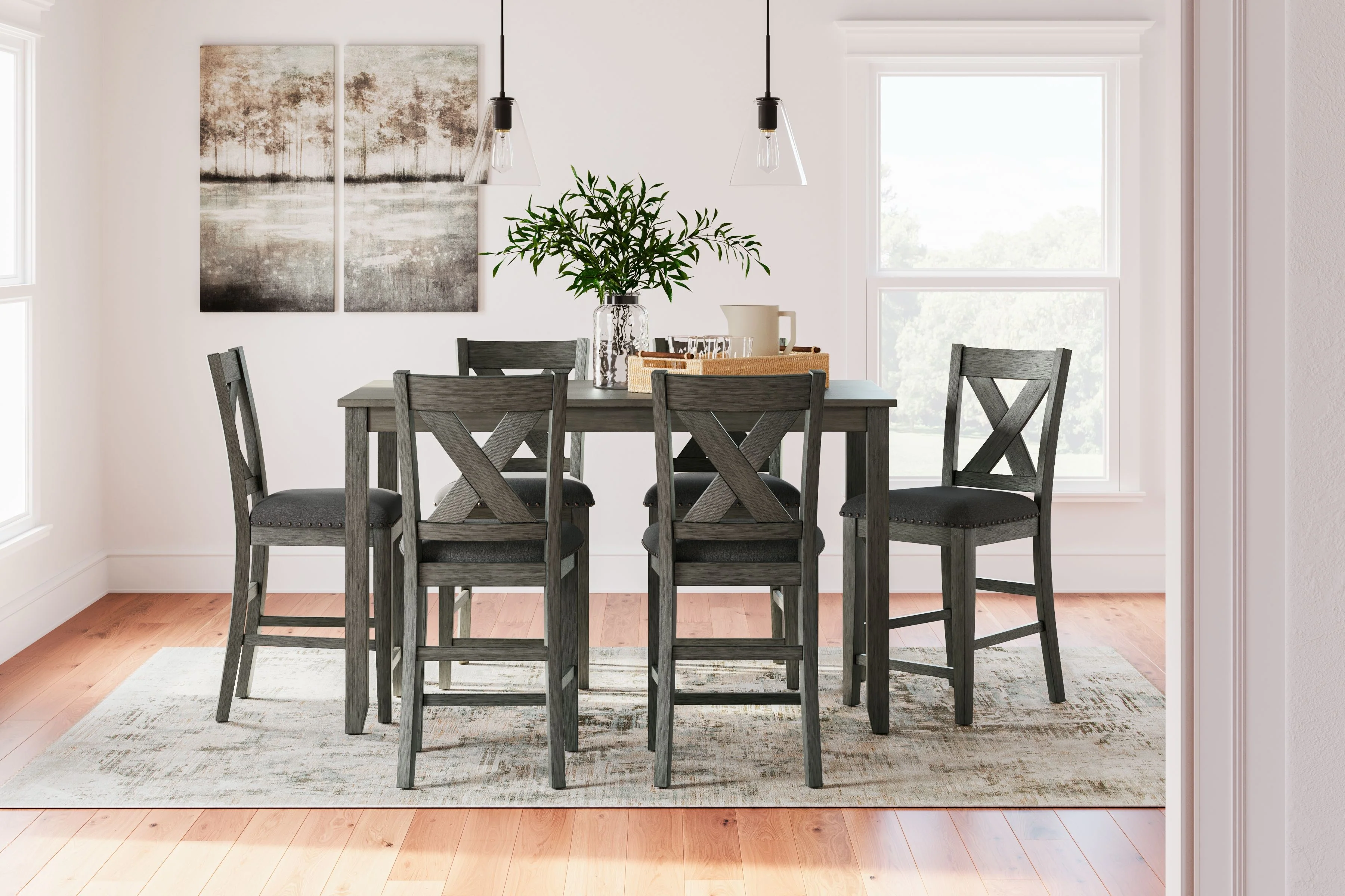 Caitbrook - Rect Drm Counter Table Set (Set of 7) - Gray - Image 4
