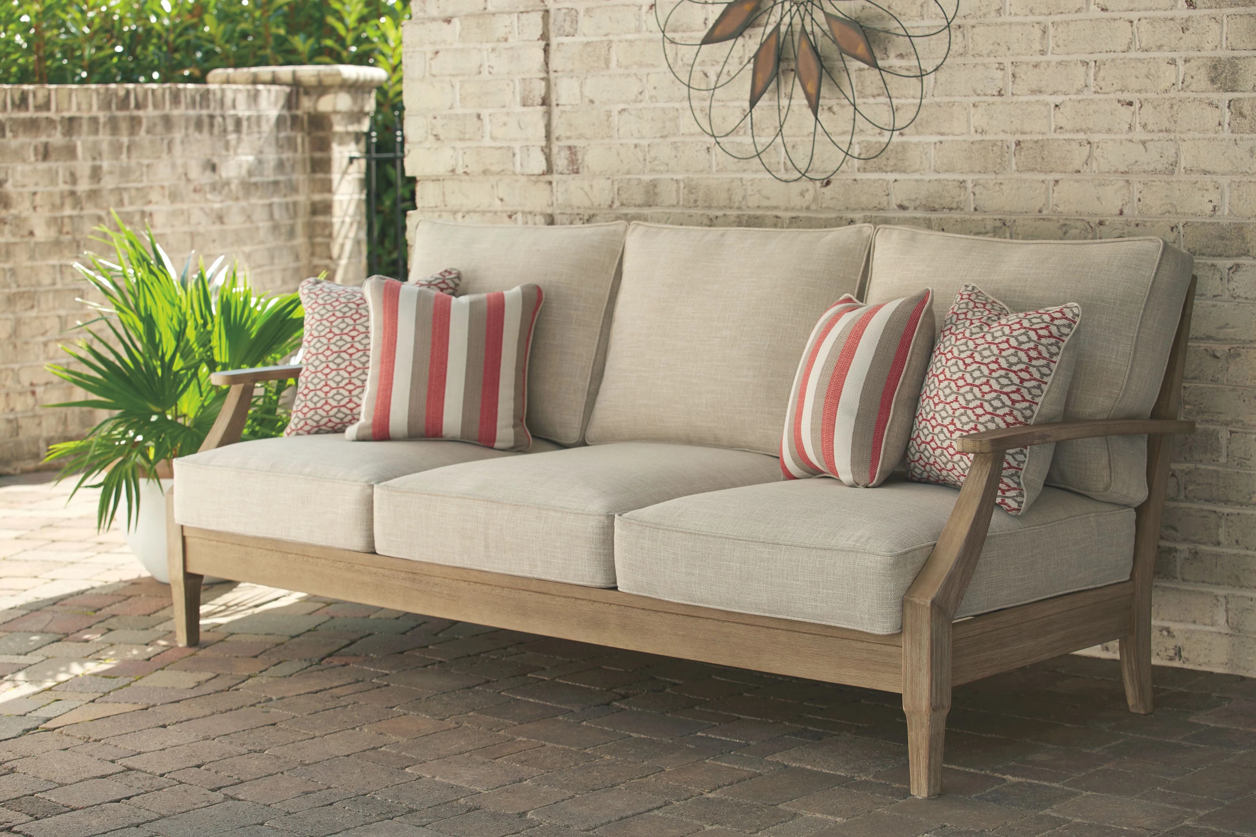 Clare View - Sofa with Cushion - Beige - Image 2