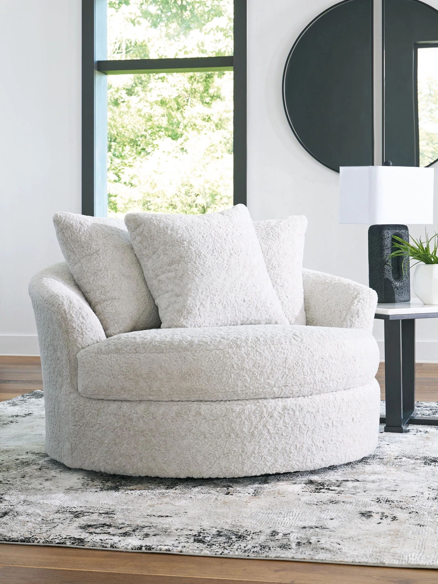 Cuddle Plush - Oversized Swivel Accent Chair - Arctic - Image 4