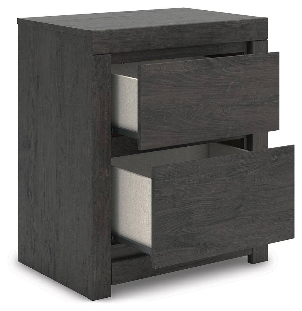 Fraluna - Two Drawer Night Stand - Charcoal - Image 4