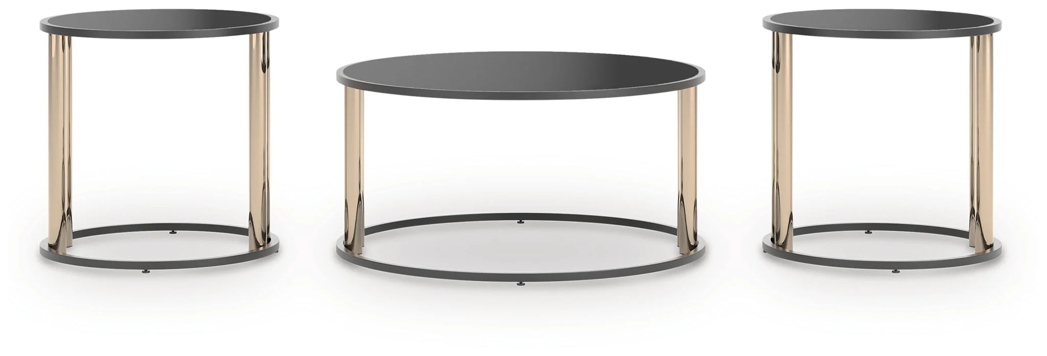 Hannerly - Occasional Table Set (Set of 3) - Black / Gold Finish - Image 4