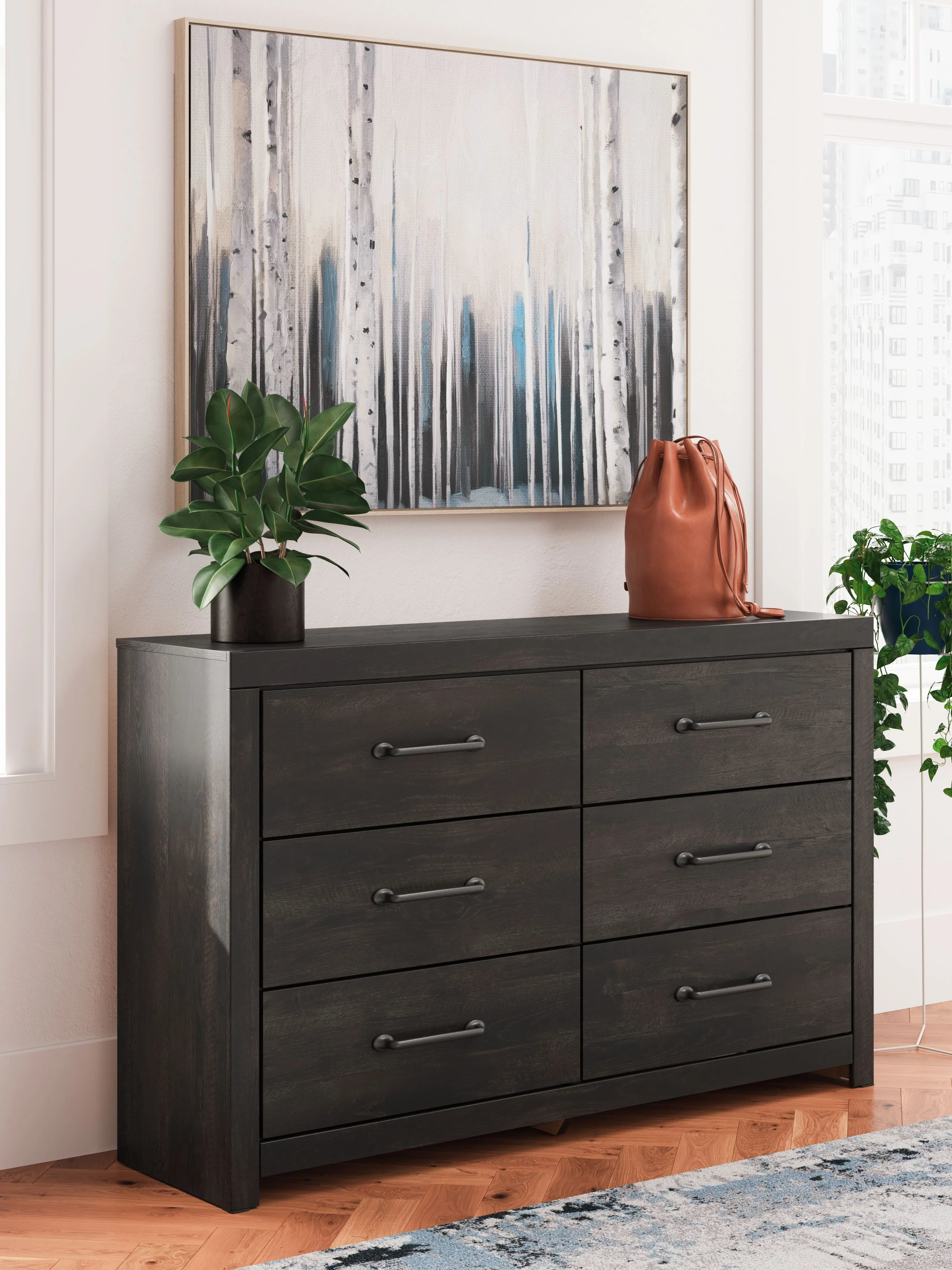 Hollivern - Six Drawer Dresser - Dark Gray - Image 4