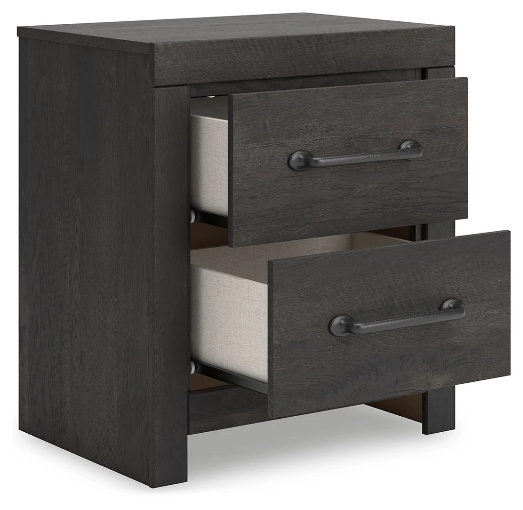 Hollivern - Two Drawer Night Stand - Dark Gray - Image 4