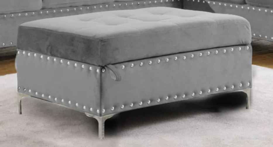 Kayla Silver Ottoman - Image 3