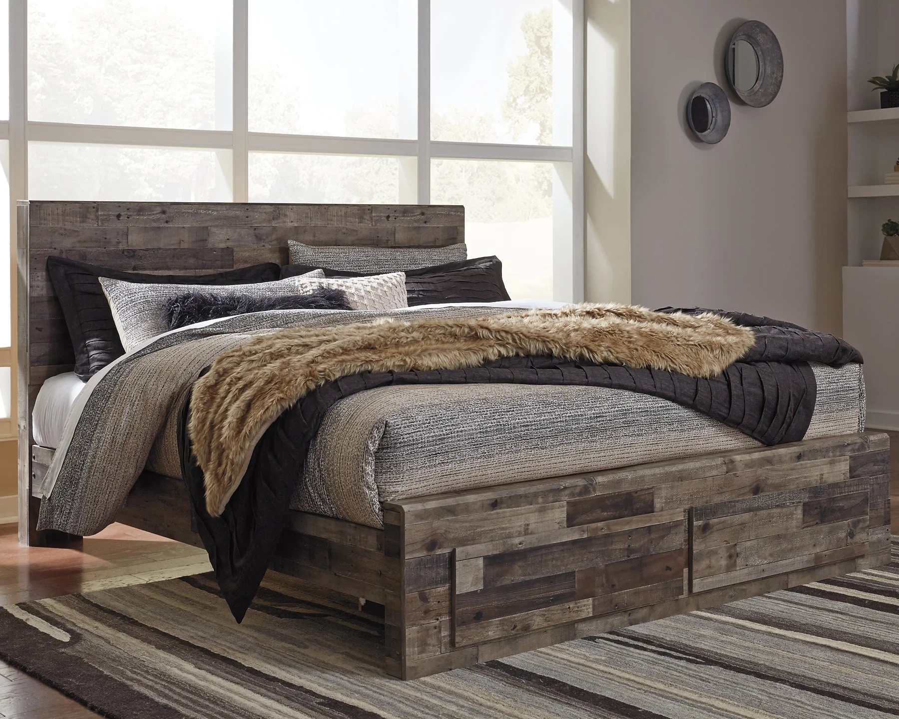 Derekson King Panel Bed with 2 Storage Drawers with Dresser - Image 4