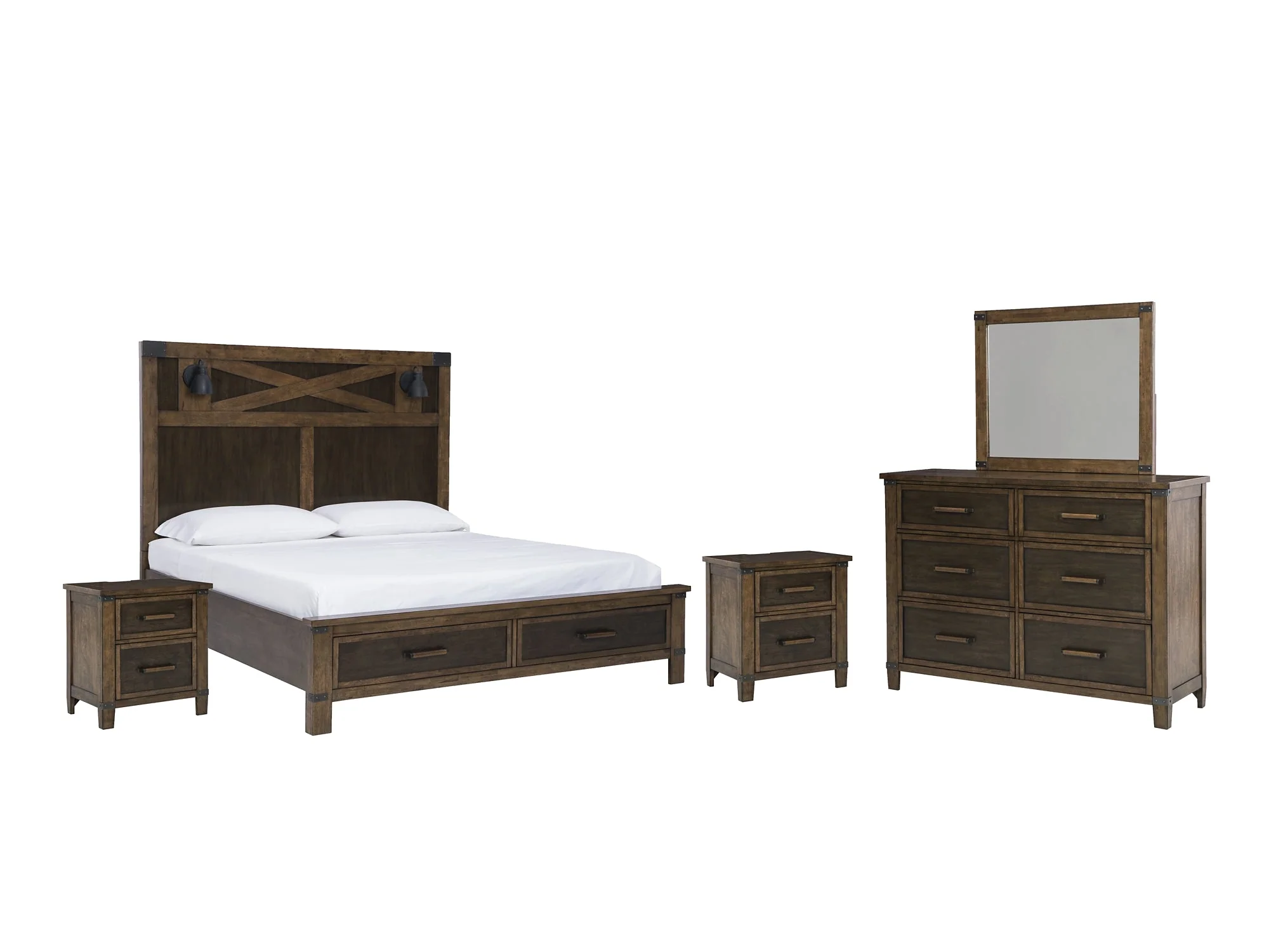 Wyattfield King Panel Bed with Mirrored Dresser and 2 Nightstands - Image 2