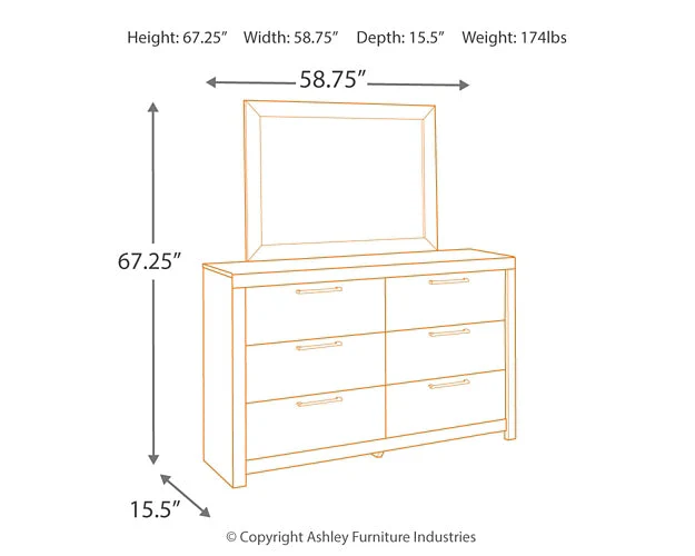 Derekson King Panel Bed with Mirrored Dresser and Nightstand - Image 5