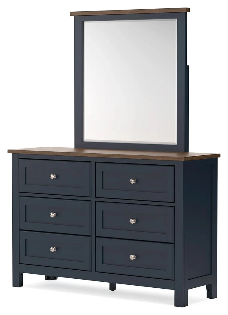Landocken - Dresser and Mirror - Brown / Blue - Image 3