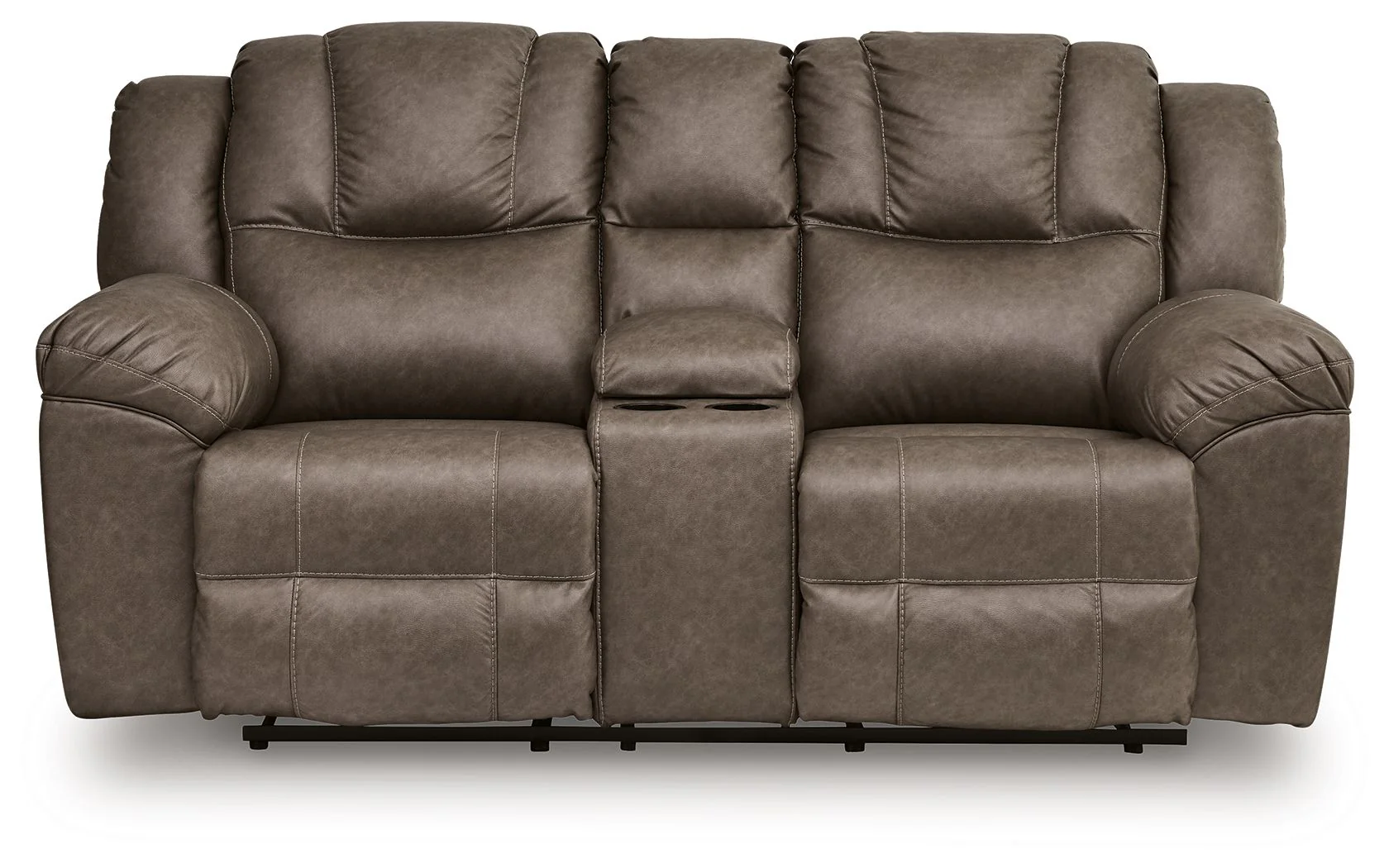 Lowilla - Double Reclining Loveseat With Console - Driftwood - Image 3