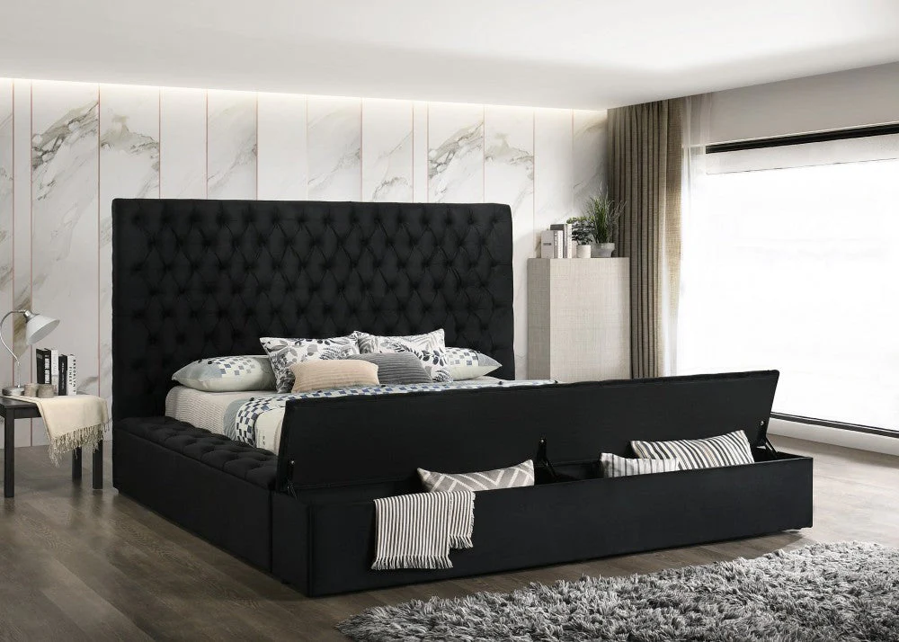 Miri Velvet Black Storage Bed Choose Your Size! (Dressers sold separately) - Image 3