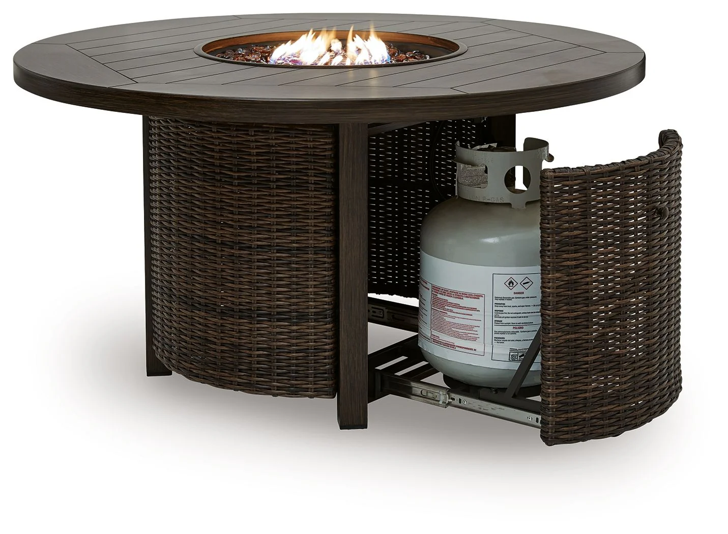 Monterey Point - Round Fire Pit Table - Dark Brown - Image 4