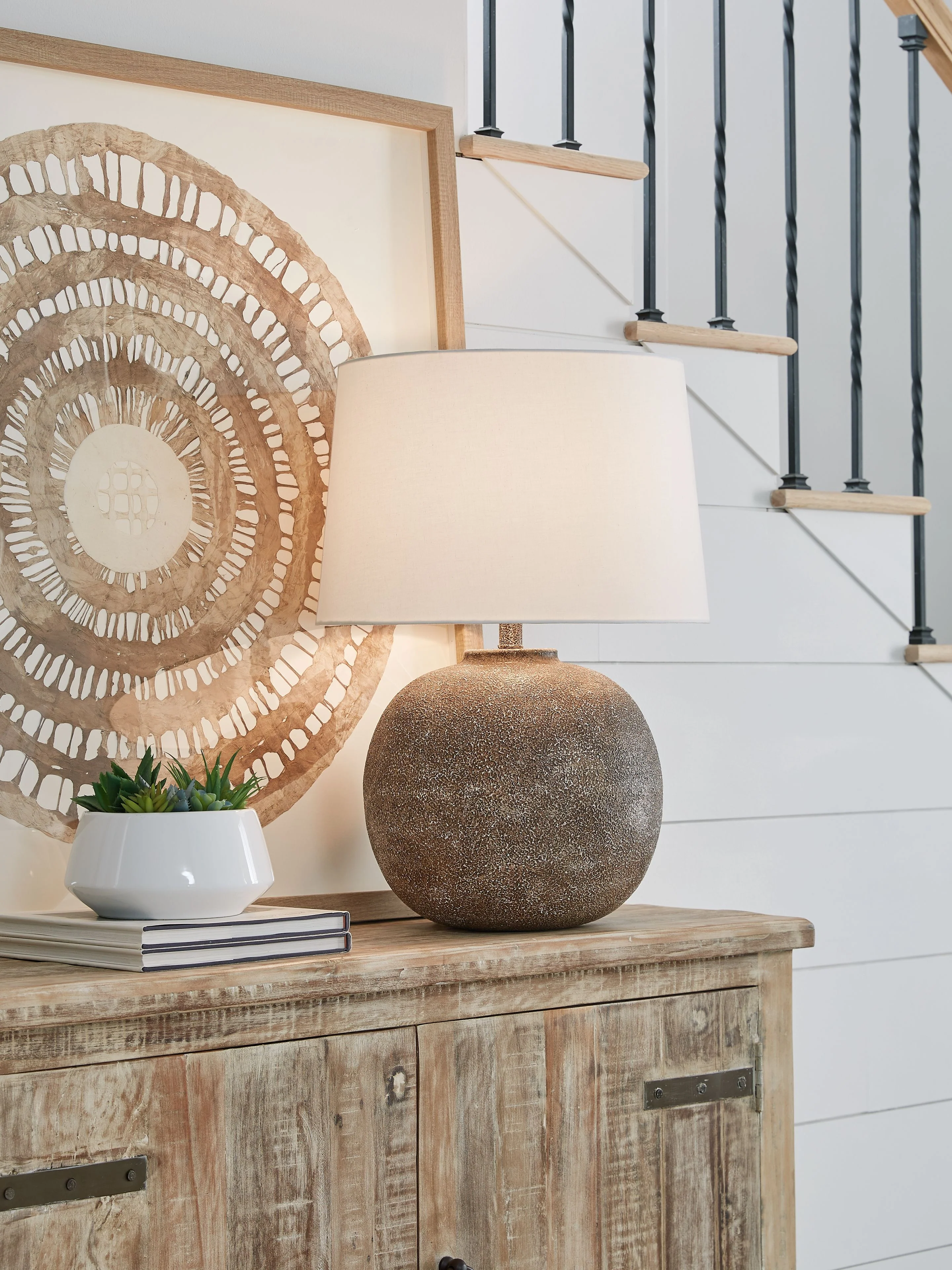 Neavesboro - Metal Table Lamp - Antique Brown / White - Image 3