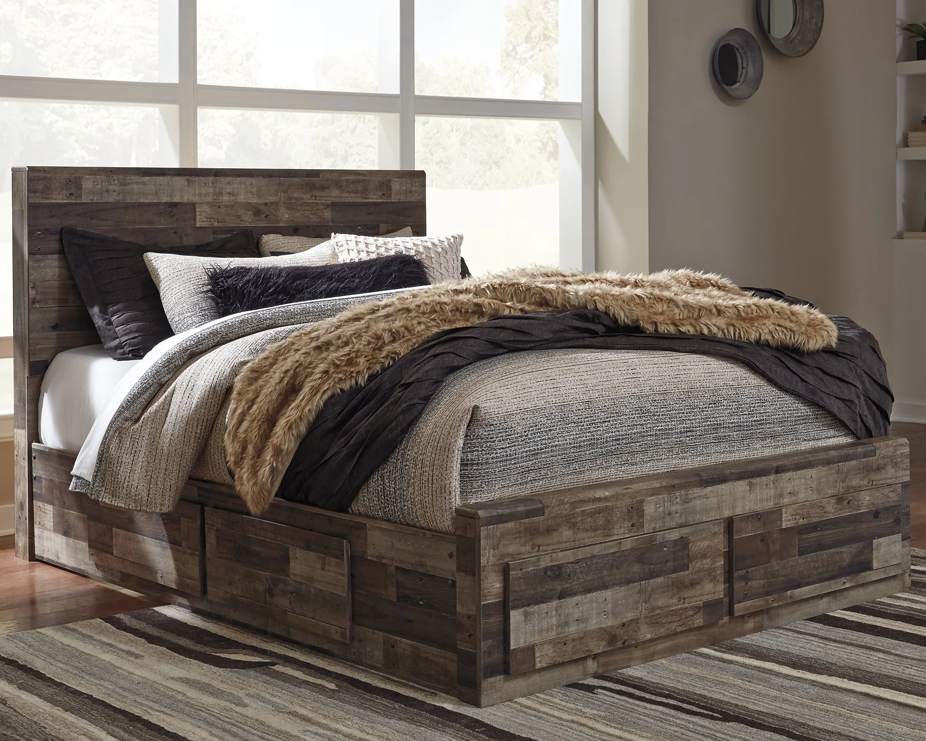 Derekson Queen Panel Bed with 4 Storage Drawers with Dresser - Image 4