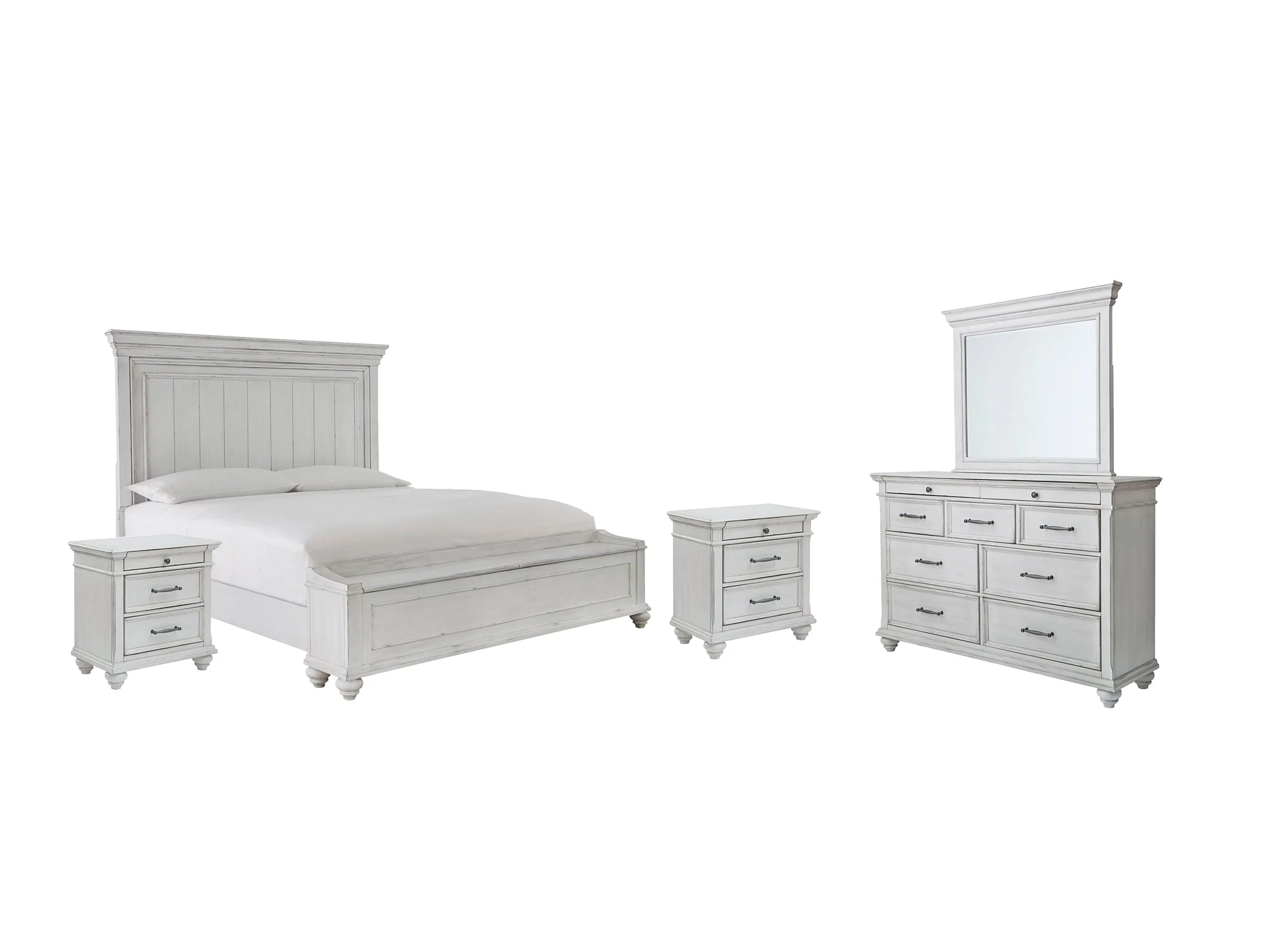 Kanwyn Queen Panel Bed with Storage with Mirrored Dresser and 2 Nightstands - Image 2