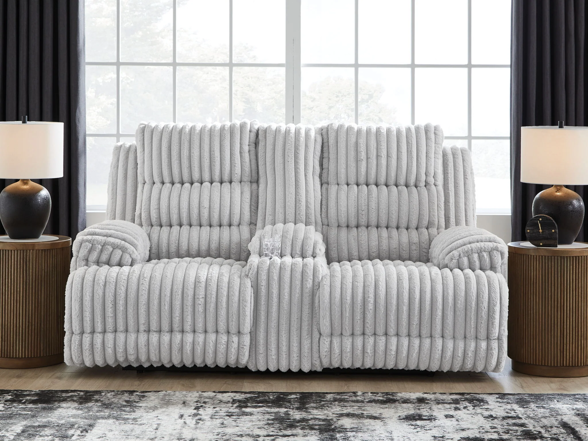 Rhines Falls - Double Reclining Power Loveseat With Console - Alloy - Image 3