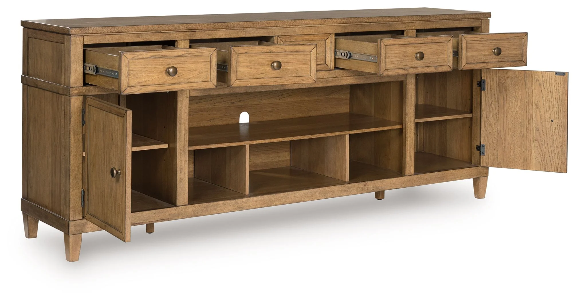 Sharlance - XL TV Stand With Fireplace Option - Light Brown - Image 2