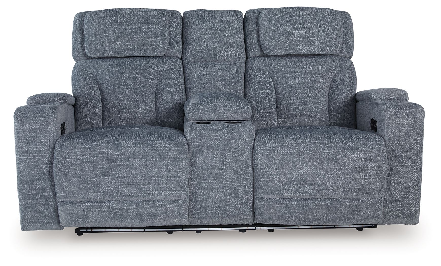 Studio Cave - Power Reclining Loveseat with Console - Steel - Image 4