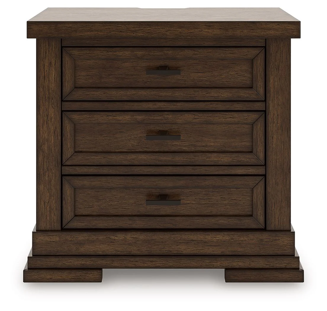 Taffenbrook - Three Drawer Night Stand - Medium Brown - Image 4