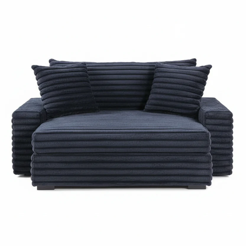 Talmud Black Large Velvet Chaise Lounge with Speaker - Image 2