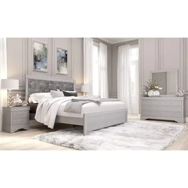 Verona Silver Dresser Mirror King Bed Frame