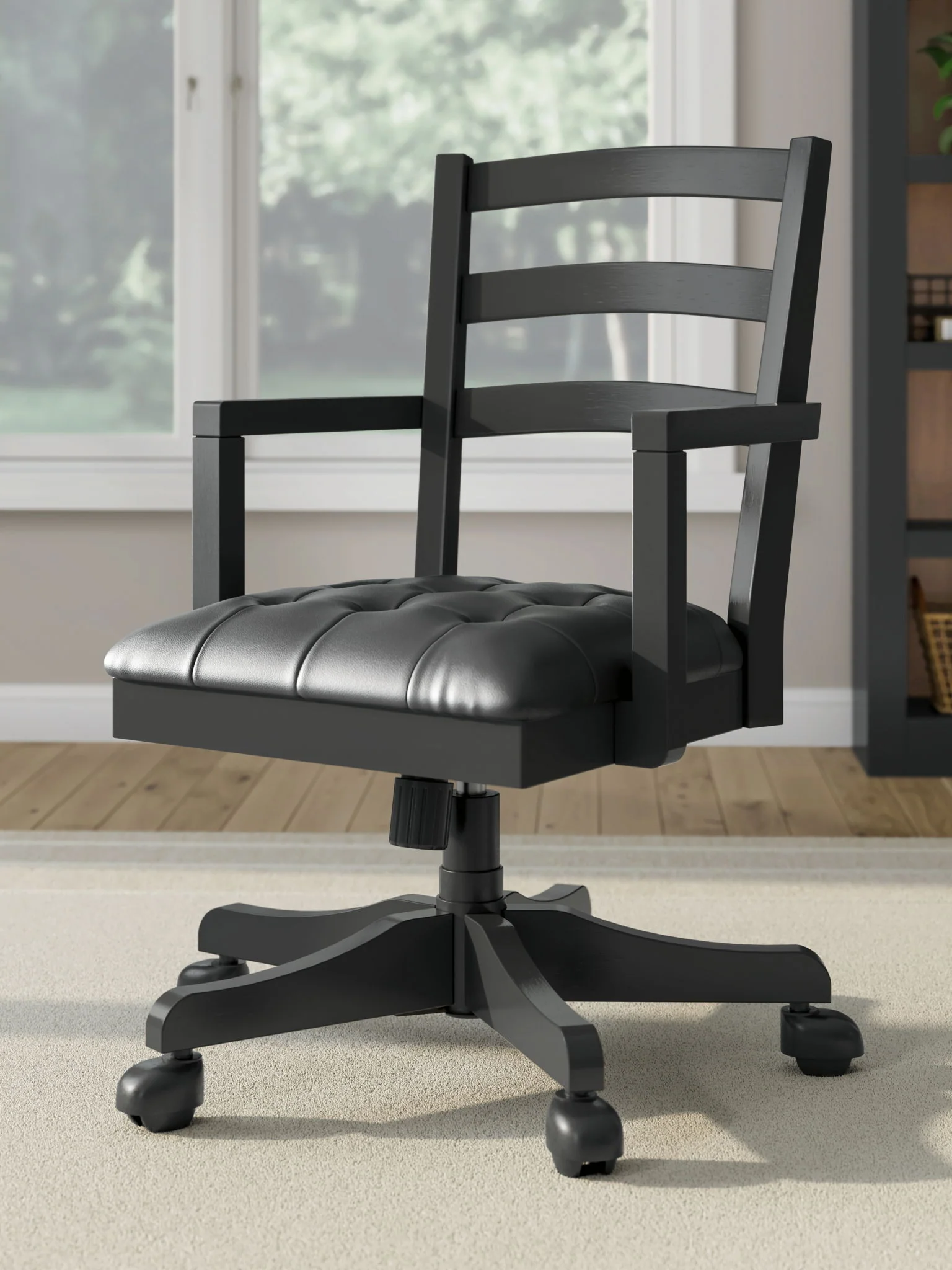 Wildenauer - Home Office Swivel Desk Chair - Brown / Black - Image 4